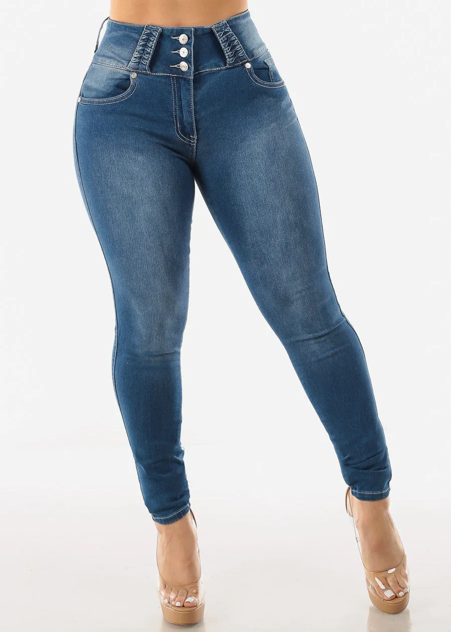 High Waisted Med Wash Butt Lifting Skinny Jeans sold by Moda product image thumbnail 3