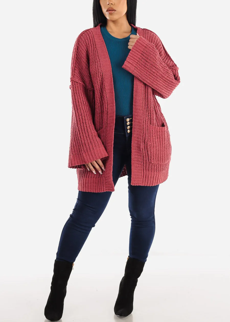 Long Sleeve Soft Knit Maxi Cardigan Brick w Pockets sold by Moda product image thumbnail 2