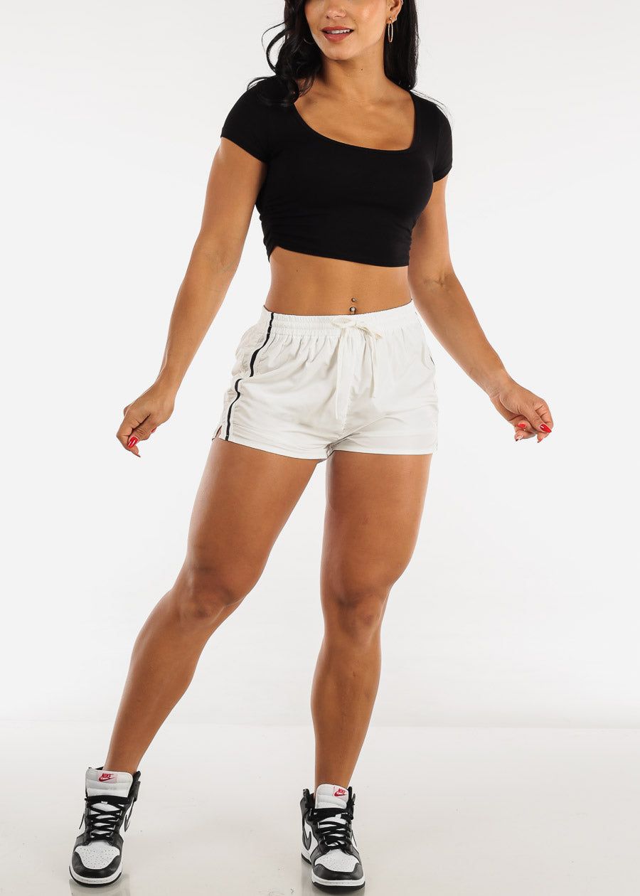 Short Sleeve Ruched Sides Crop Top Black sold by Moda product image thumbnail 2