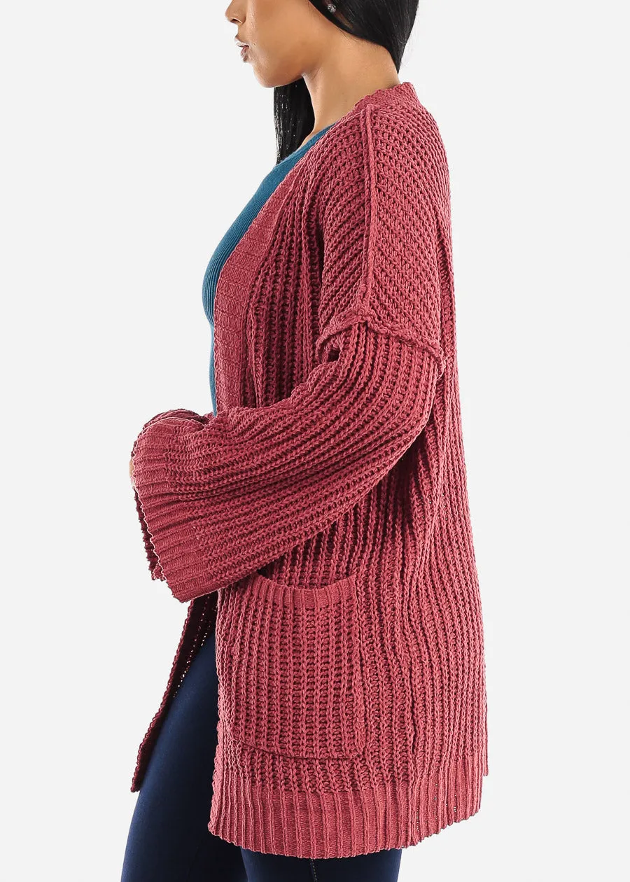 Long Sleeve Soft Knit Maxi Cardigan Brick w Pockets sold by Moda product image thumbnail 3