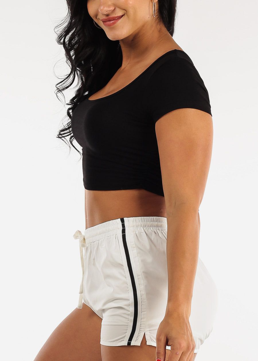 Short Sleeve Ruched Sides Crop Top Black sold by Moda product image thumbnail 3