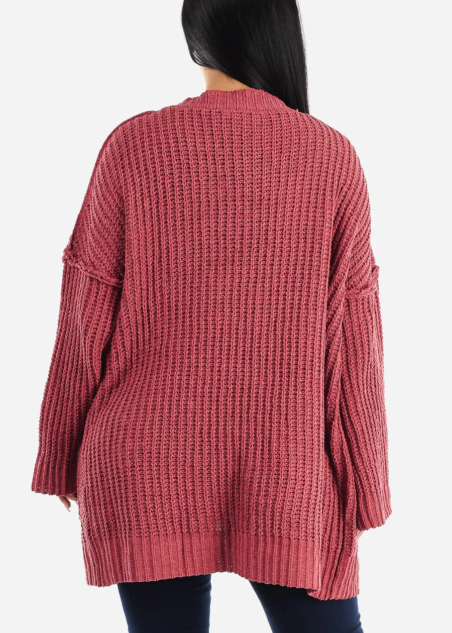 Long Sleeve Soft Knit Maxi Cardigan Brick w Pockets sold by Moda product image thumbnail 4