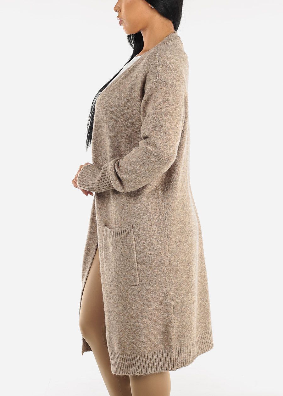 Long Sleeve Light Mocha Maxi Cardigan w Pockets sold by Moda product image thumbnail 3