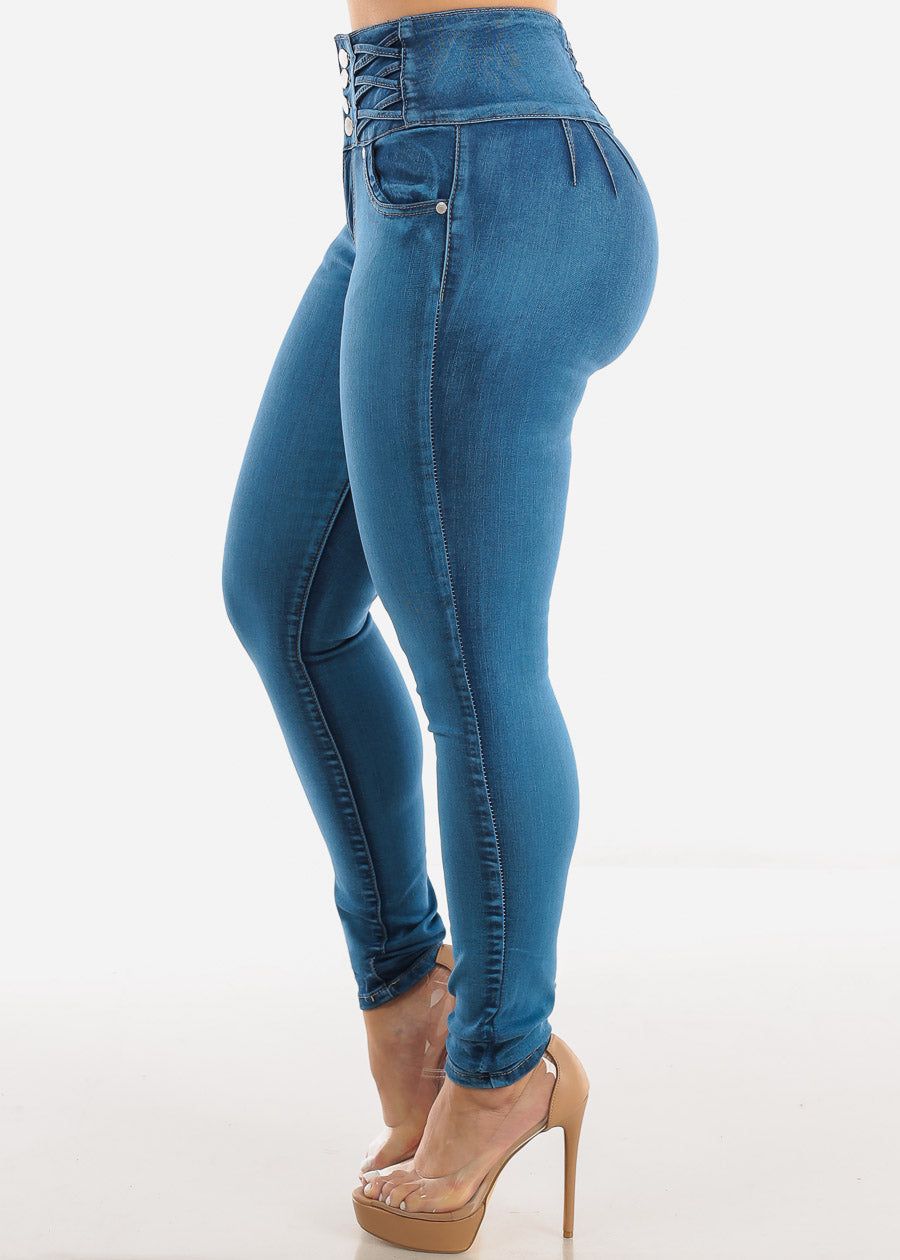 Super High Waist Levantacola Skinny Jeans Sand Wash sold by Moda product image thumbnail 5