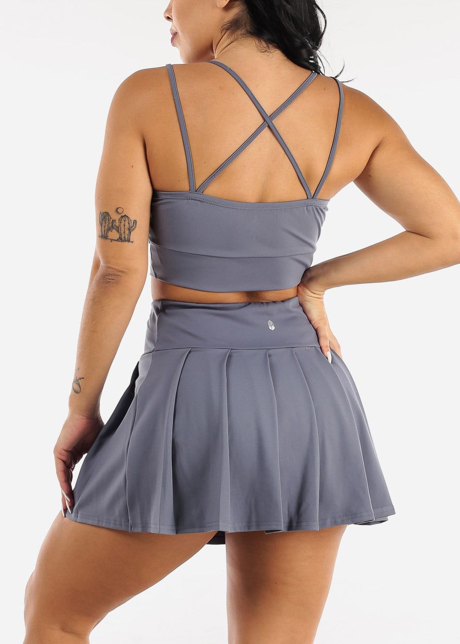 Activewear Sports Bra & Pleated Skort Slate Blue (2 PCE SET) sold by Moda product image thumbnail 4