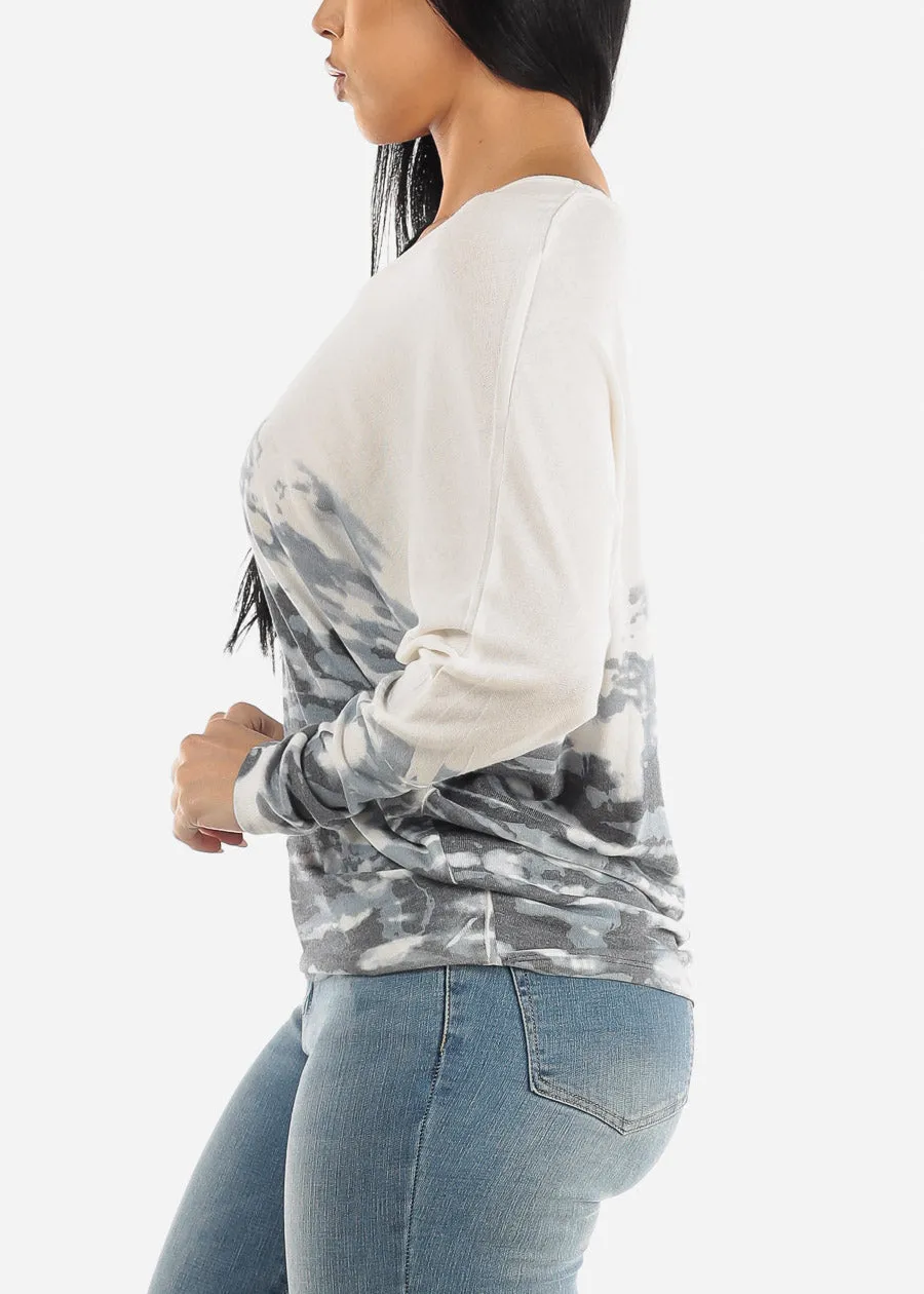 Printed Long Sleeve Dolman Tunic Top Off White sold by Moda product image thumbnail 3