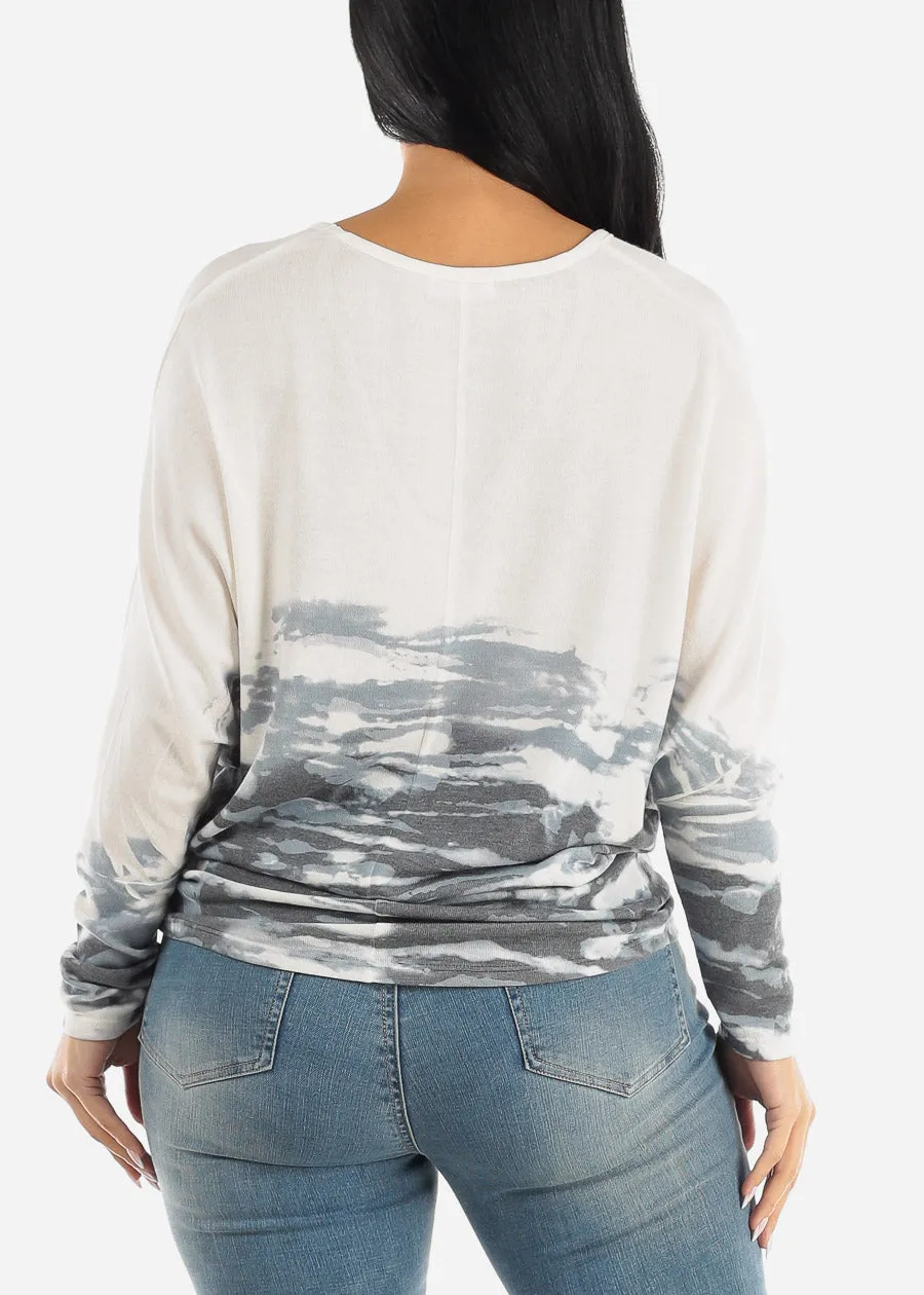 Printed Long Sleeve Dolman Tunic Top Off White sold by Moda product image thumbnail 4