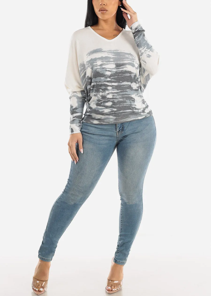 Printed Long Sleeve Dolman Tunic Top Off White sold by Moda product image thumbnail 2