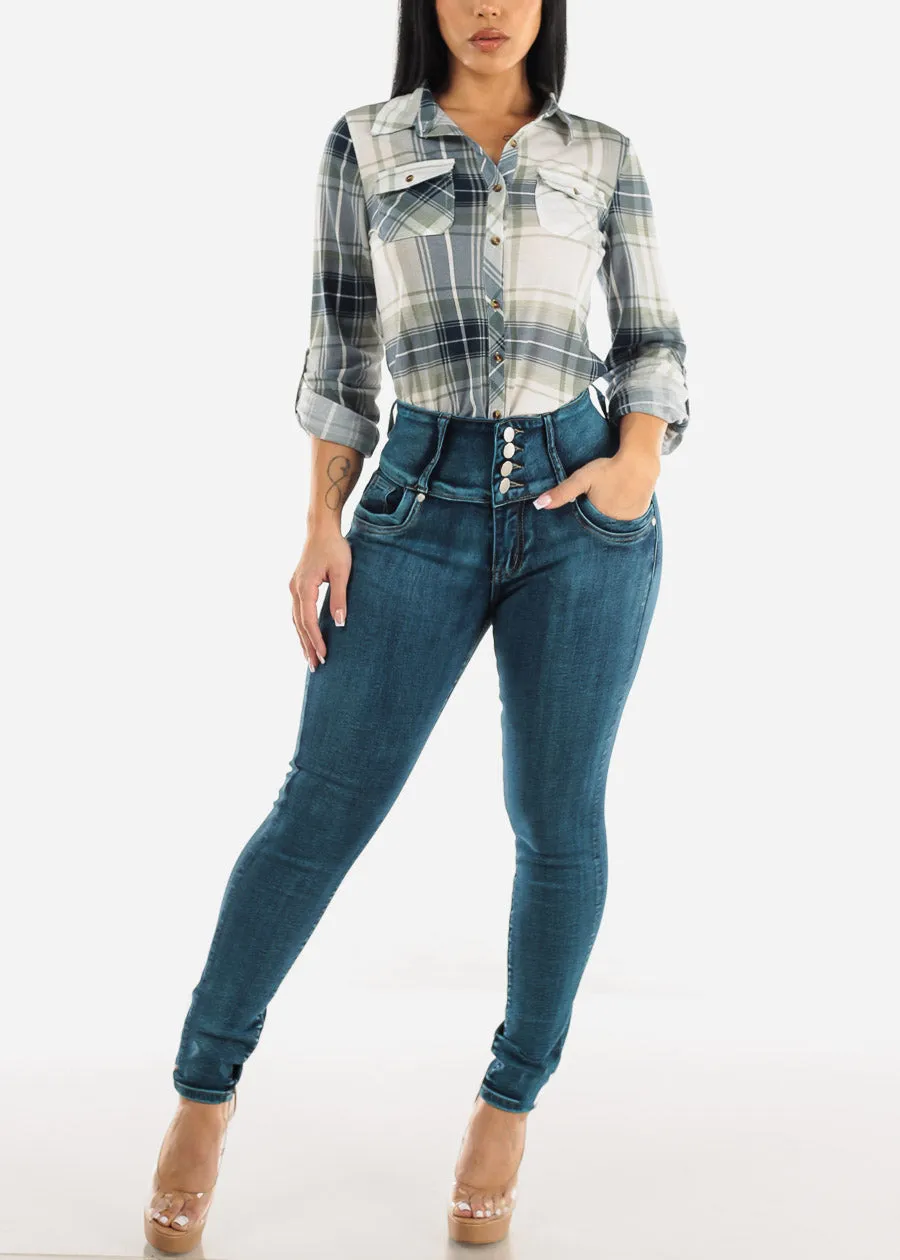 Long Sleeve Button Up Plaid Shirt Sage & Ivory sold by Moda product image thumbnail 2