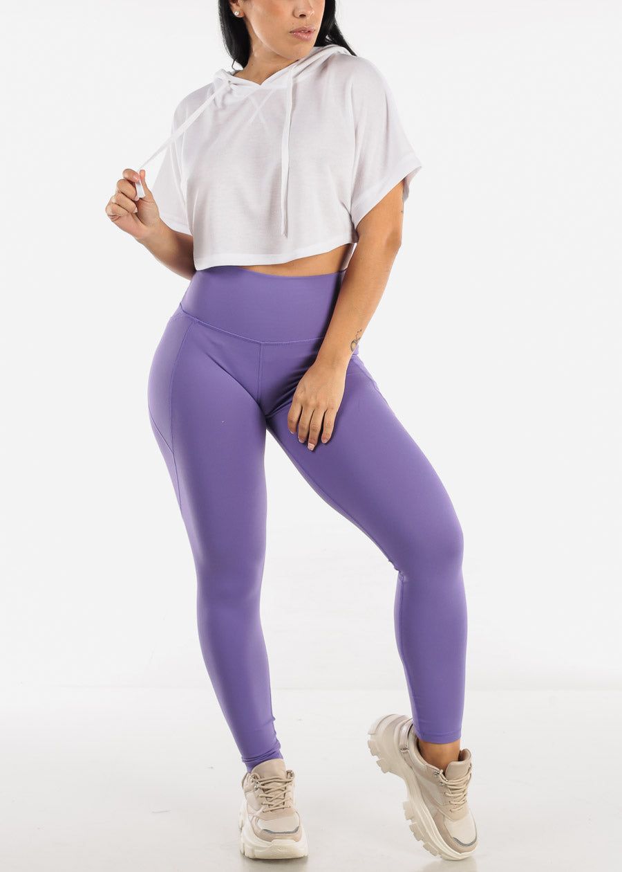 MONO B High Waisted Solid Workout Leggings Purple sold by Moda product image thumbnail 3