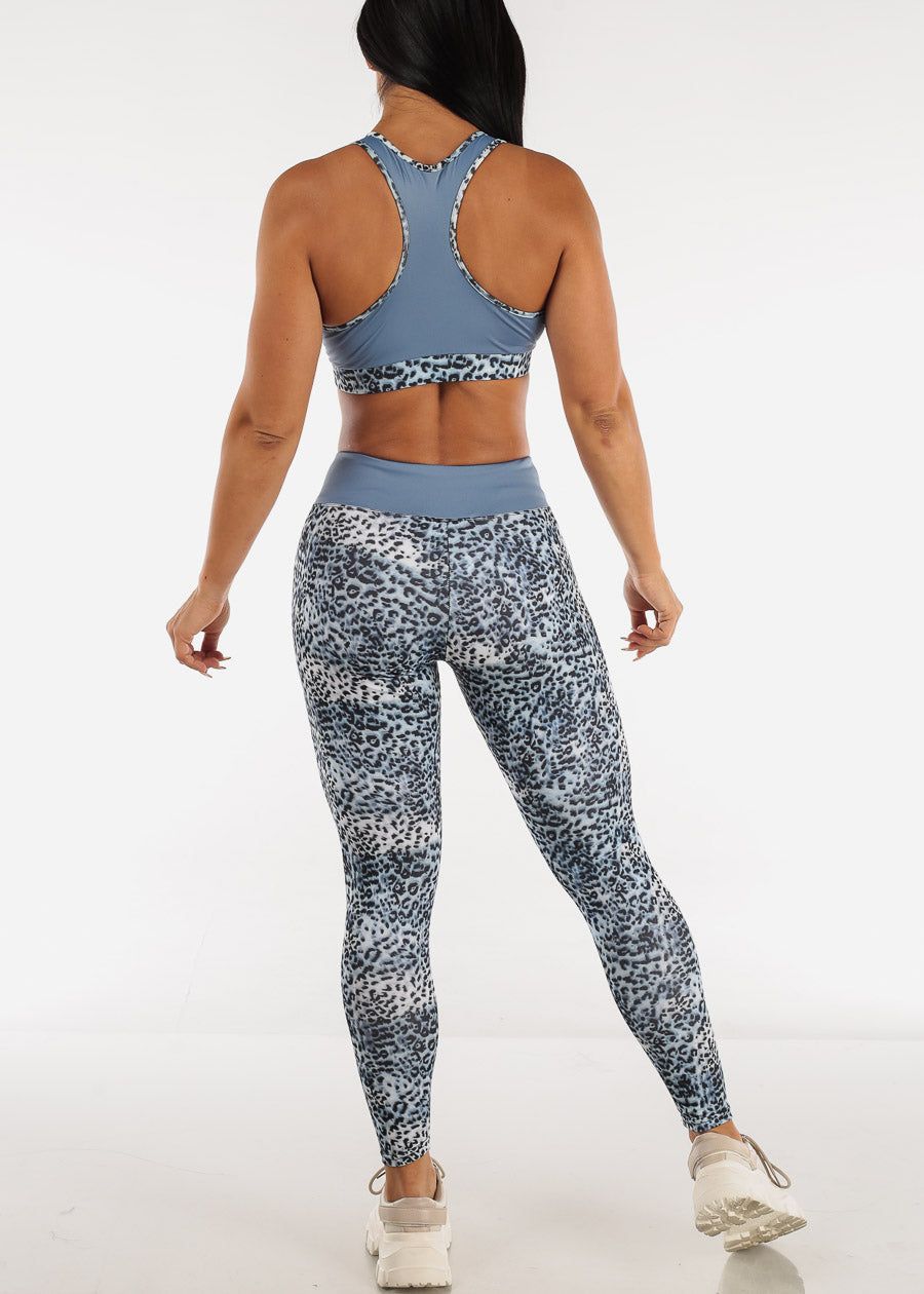 Racerback Sports Bra & Mid Rise Leggings Leopard Print (2 PCE SET) sold by Moda product image thumbnail 3