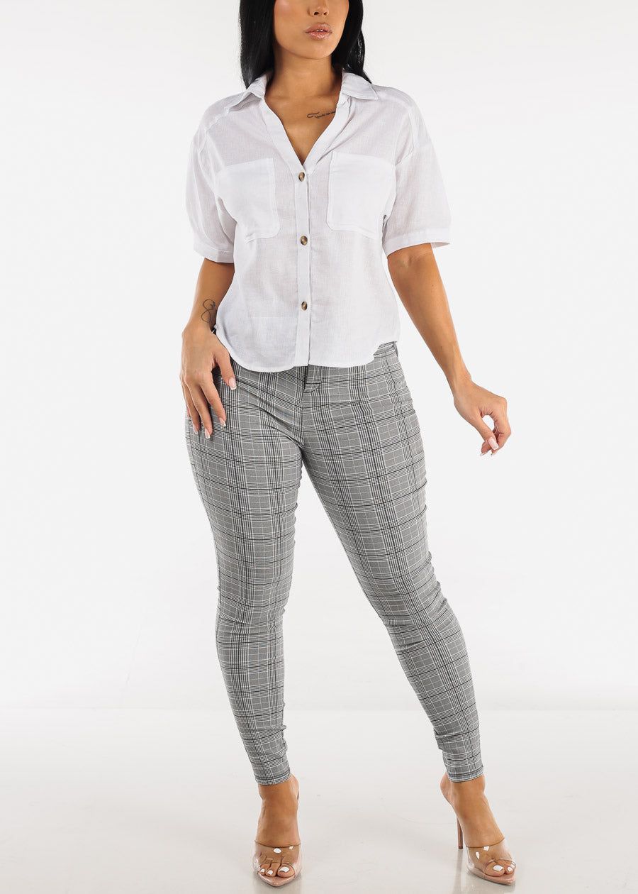 High Waisted Grey Checkered Skinny Pants sold by Moda product image thumbnail 2