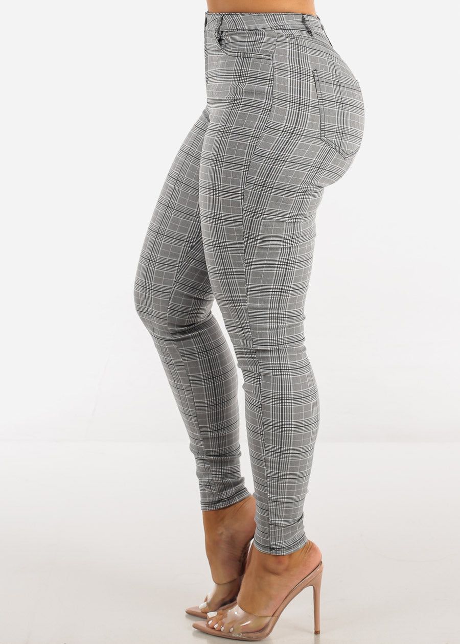 High Waisted Grey Checkered Skinny Pants sold by Moda product image thumbnail 3