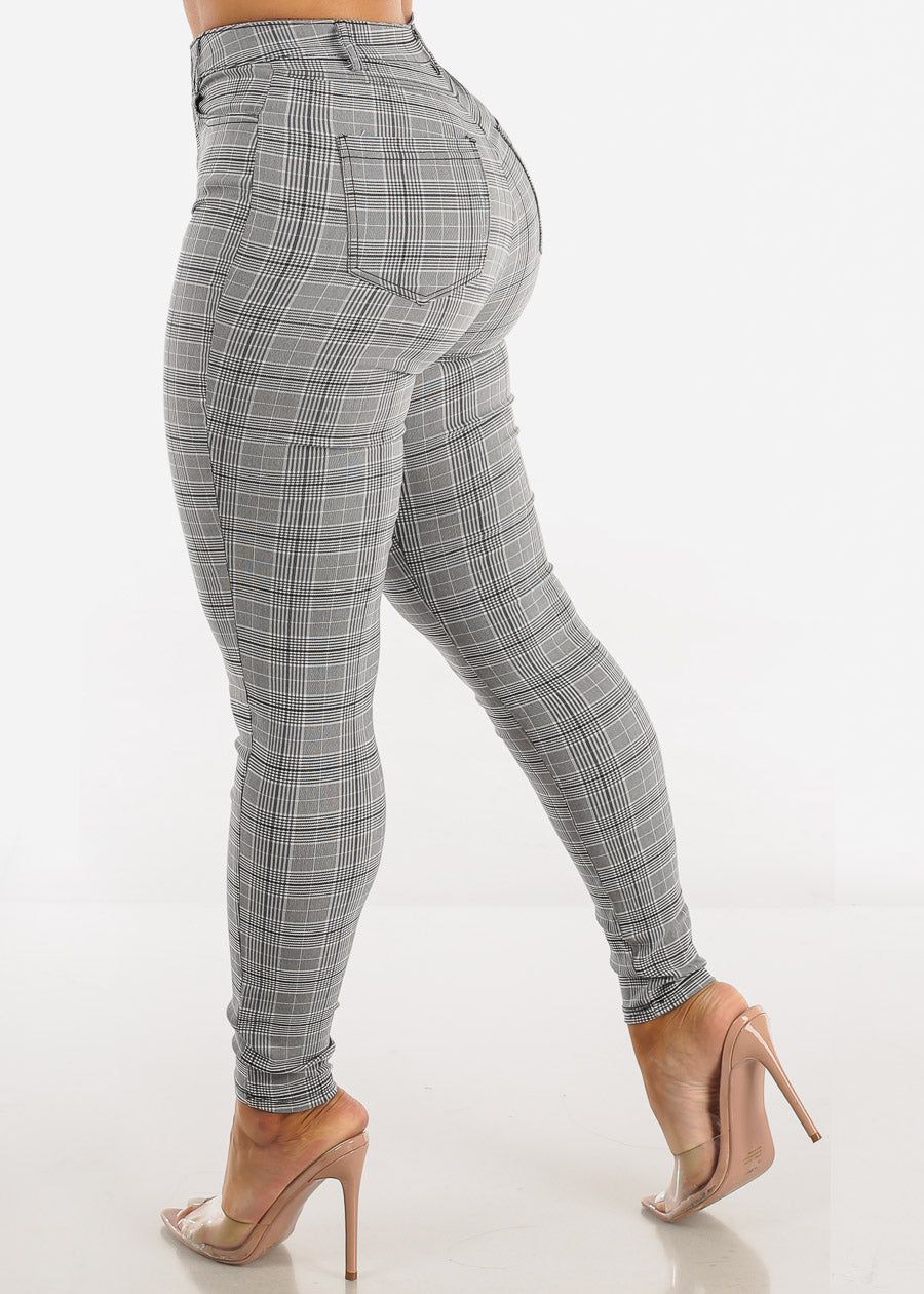 High Waisted Grey Checkered Skinny Pants sold by Moda product image thumbnail 4