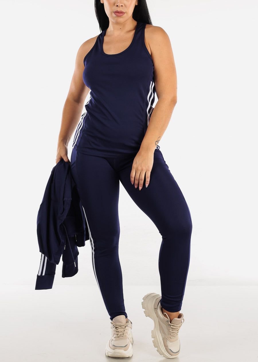 Navy Activewear Jacket, Tank Top & Leggings (3 PCE SET) sold by Moda product image thumbnail 3