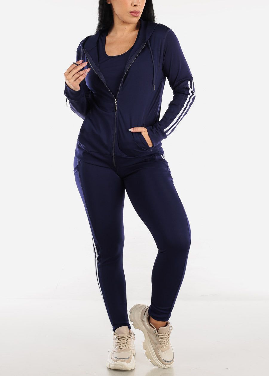 Navy Activewear Jacket, Tank Top & Leggings (3 PCE SET) sold by Moda