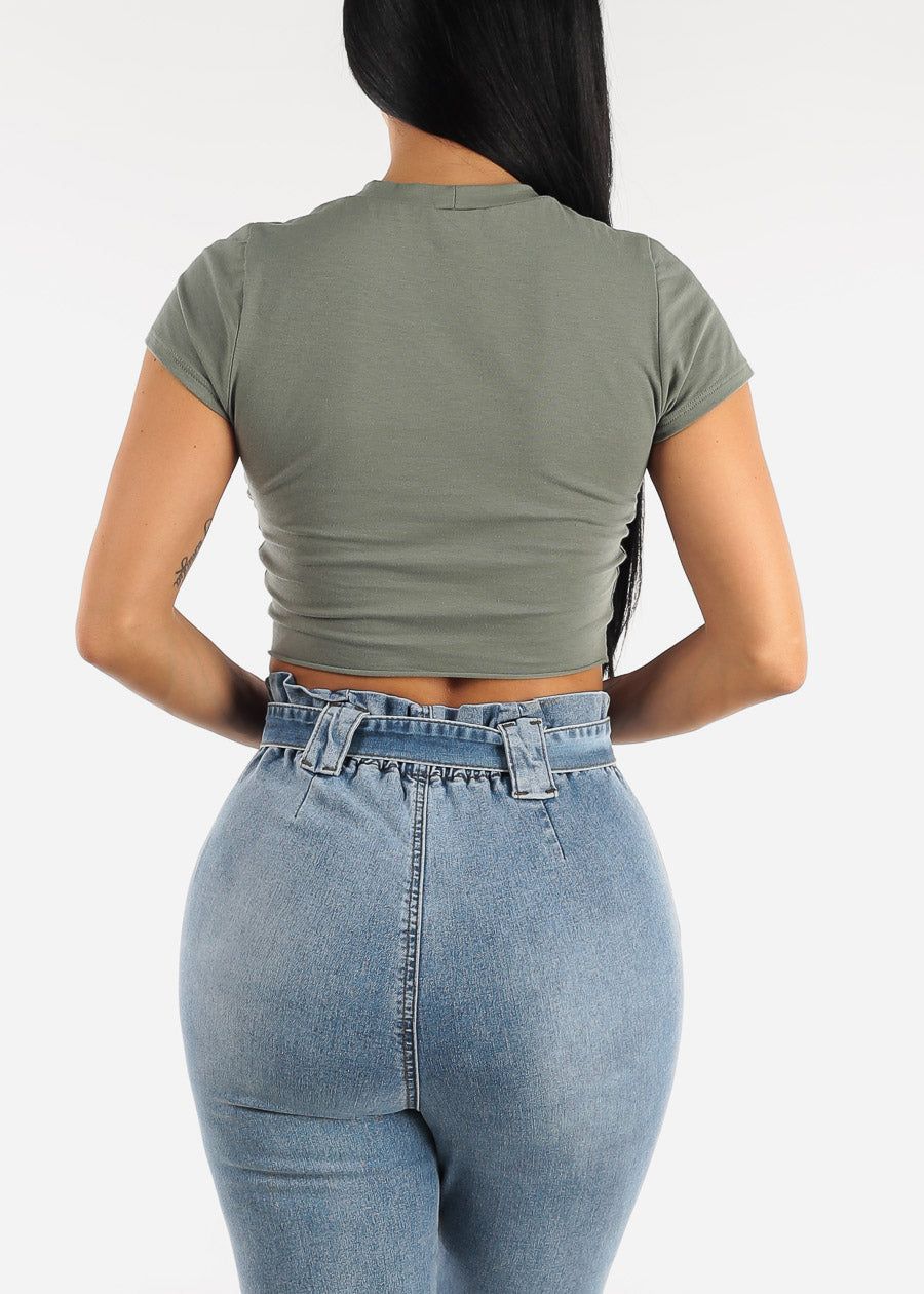 Short Sleeve Cut Out Graphic Crop Top "Rock N Roll" sold by Moda product image thumbnail 4