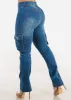 Butt Lift High Waist Straight Cargo Jeans Med Blue sold by Moda