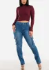 Butt Lift High Waist Straight Cargo Jeans Med Blue sold by Moda