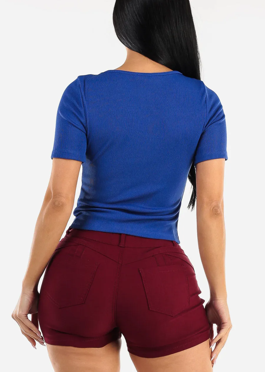 Vneck Short Sleeve Top Royal Blue sold by Moda product image thumbnail 4