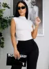 Sleeveless White Mock Neck Top sold by Moda