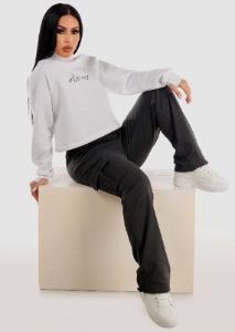 High Waisted Bungee Cargo Pants Charcoal sold by Moda