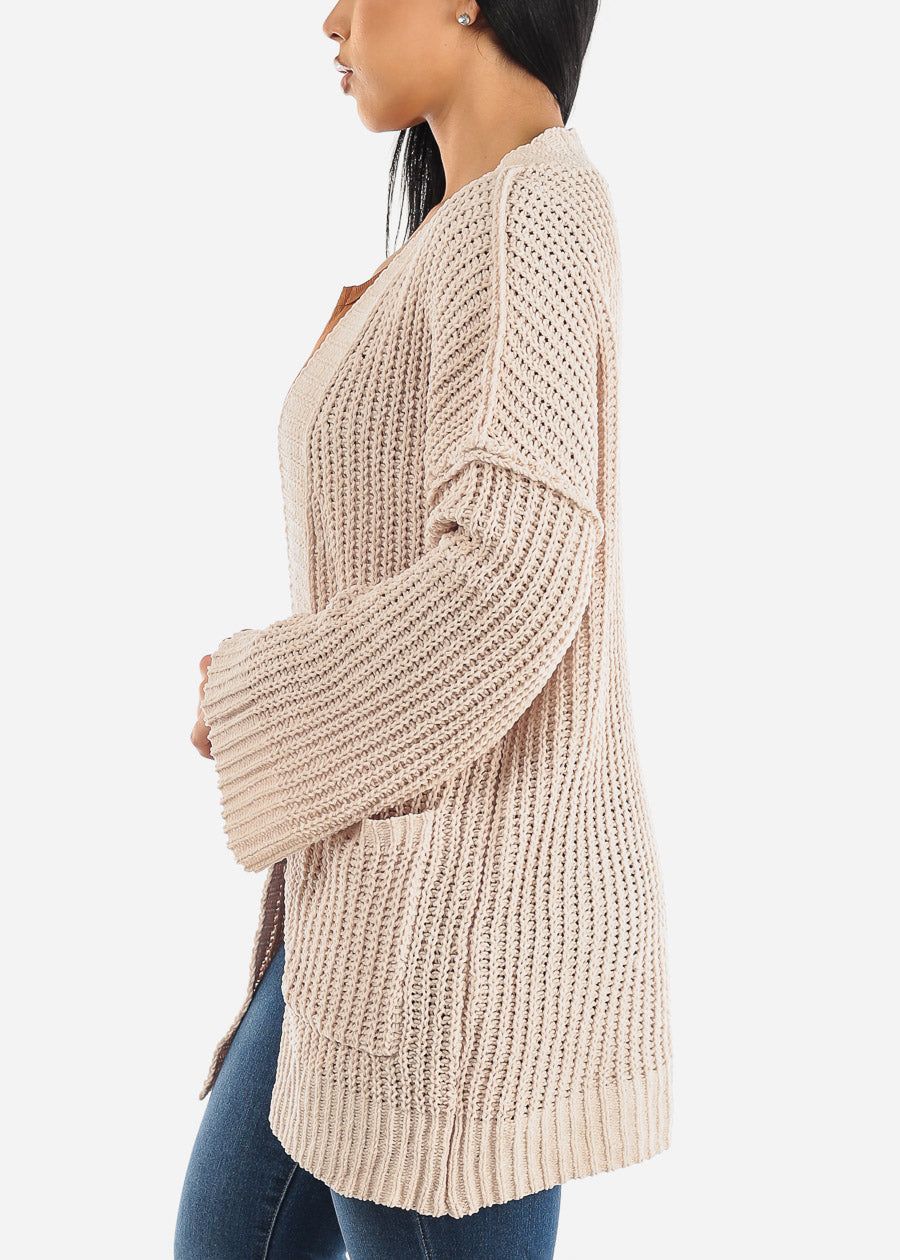 Long Sleeve Soft Knit Maxi Cardigan Cream w Pockets sold by Moda product image thumbnail 3