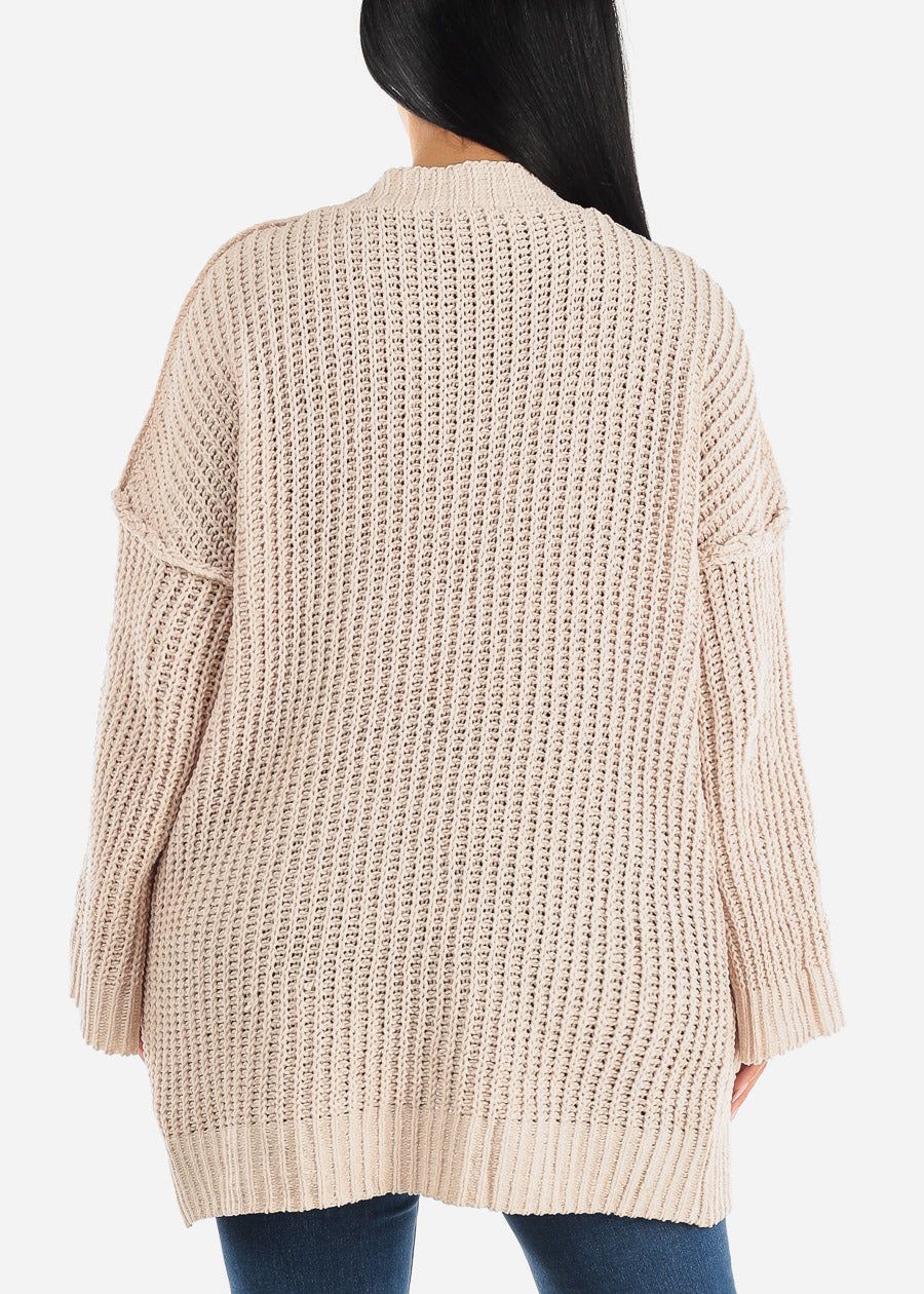 Long Sleeve Soft Knit Maxi Cardigan Cream w Pockets sold by Moda product image thumbnail 4