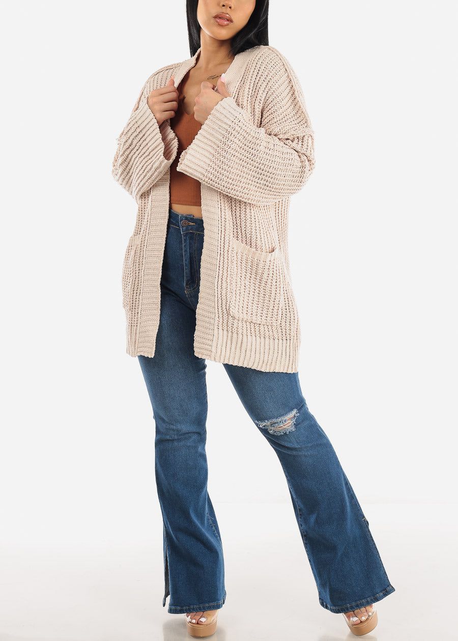 Long Sleeve Soft Knit Maxi Cardigan Cream w Pockets sold by Moda product image thumbnail 2