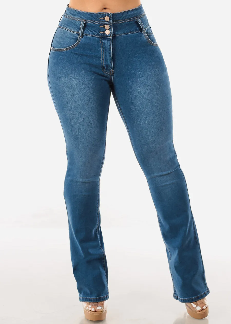 High Waisted Butt Lifting Bootcut Jeans Med Blue sold by Moda product image thumbnail 3