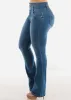 High Waisted Butt Lifting Bootcut Jeans Med Blue sold by Moda