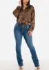 High Waisted Butt Lifting Bootcut Jeans Med Blue sold by Moda