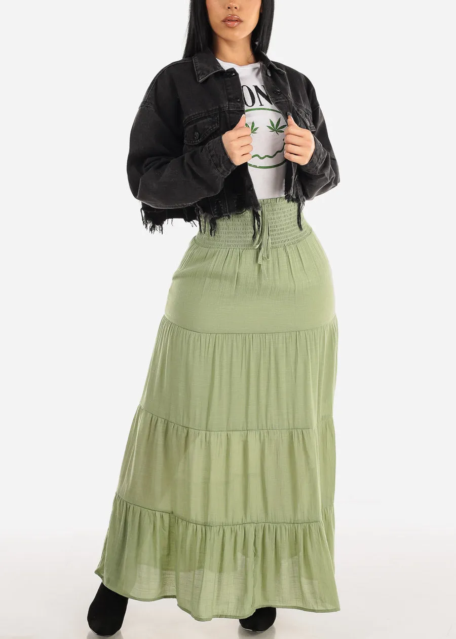 Black Graphic Cropped Denim Jacket "Take It Easy" sold by Moda product image thumbnail 4