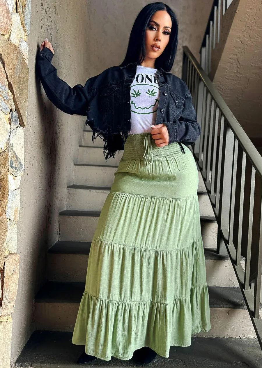 Black Graphic Cropped Denim Jacket "Take It Easy" sold by Moda product image thumbnail 2