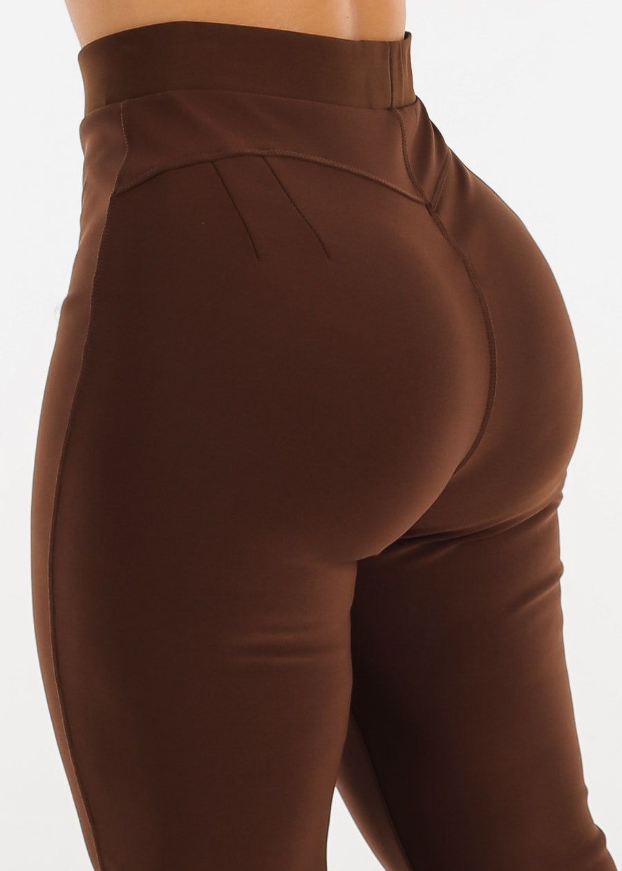 Brown Butt Lifting High Waist Dressy Skinny Pants sold by Moda