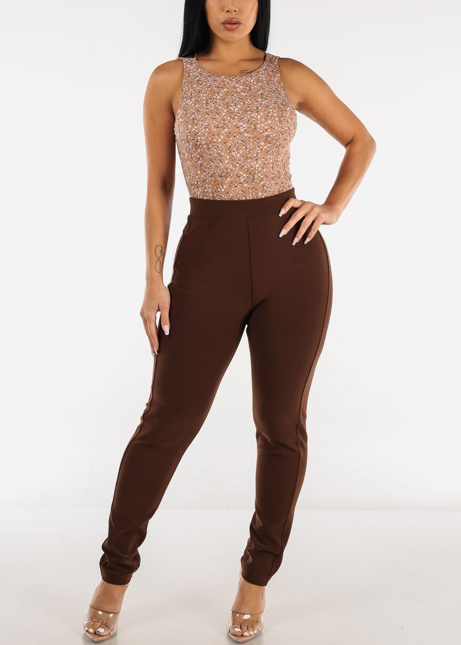 Brown Butt Lifting High Waist Dressy Skinny Pants sold by Moda product image thumbnail 2