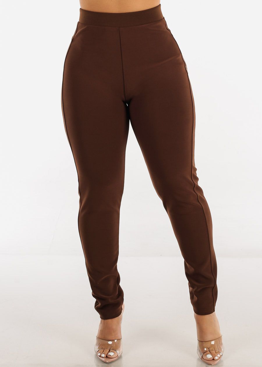Brown Butt Lifting High Waist Dressy Skinny Pants sold by Moda product image thumbnail 3