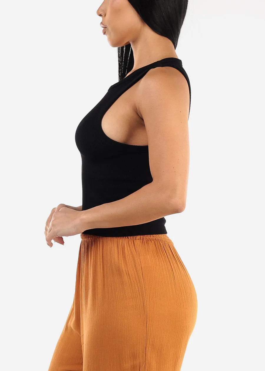 Sleeveless Black Seamless Ribbed Crop Top sold by Moda product image thumbnail 3