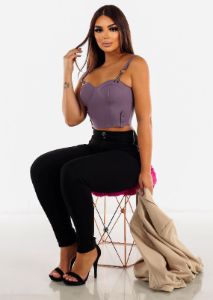 Black High Waisted Skinny Pants sold by Moda