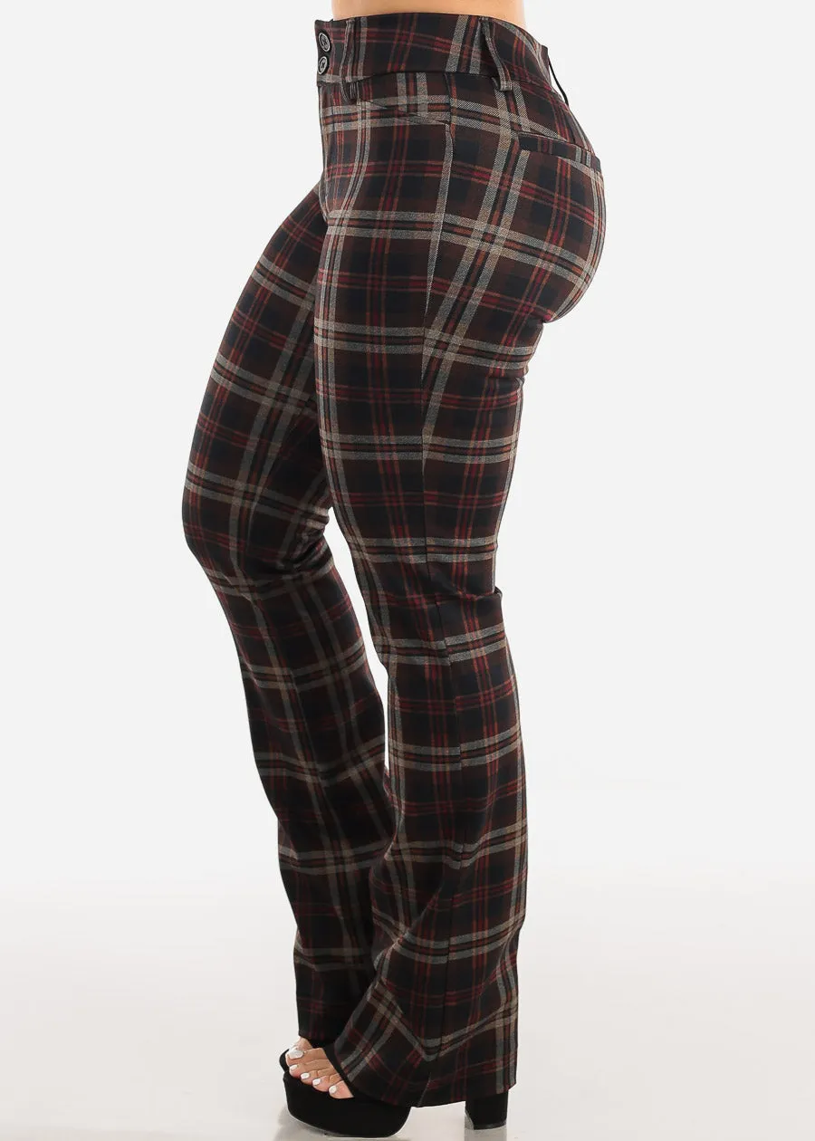 High Waist Plaid Bootcut Stretch Dress Pants Brown sold by Moda product image thumbnail 3