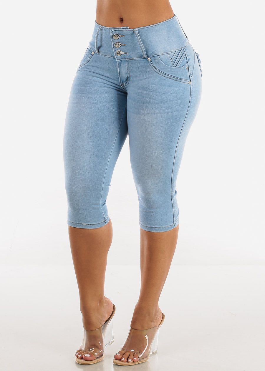 MX JEANS Butt Lifting Braided Pockets Light Capris sold by Moda product image thumbnail 3