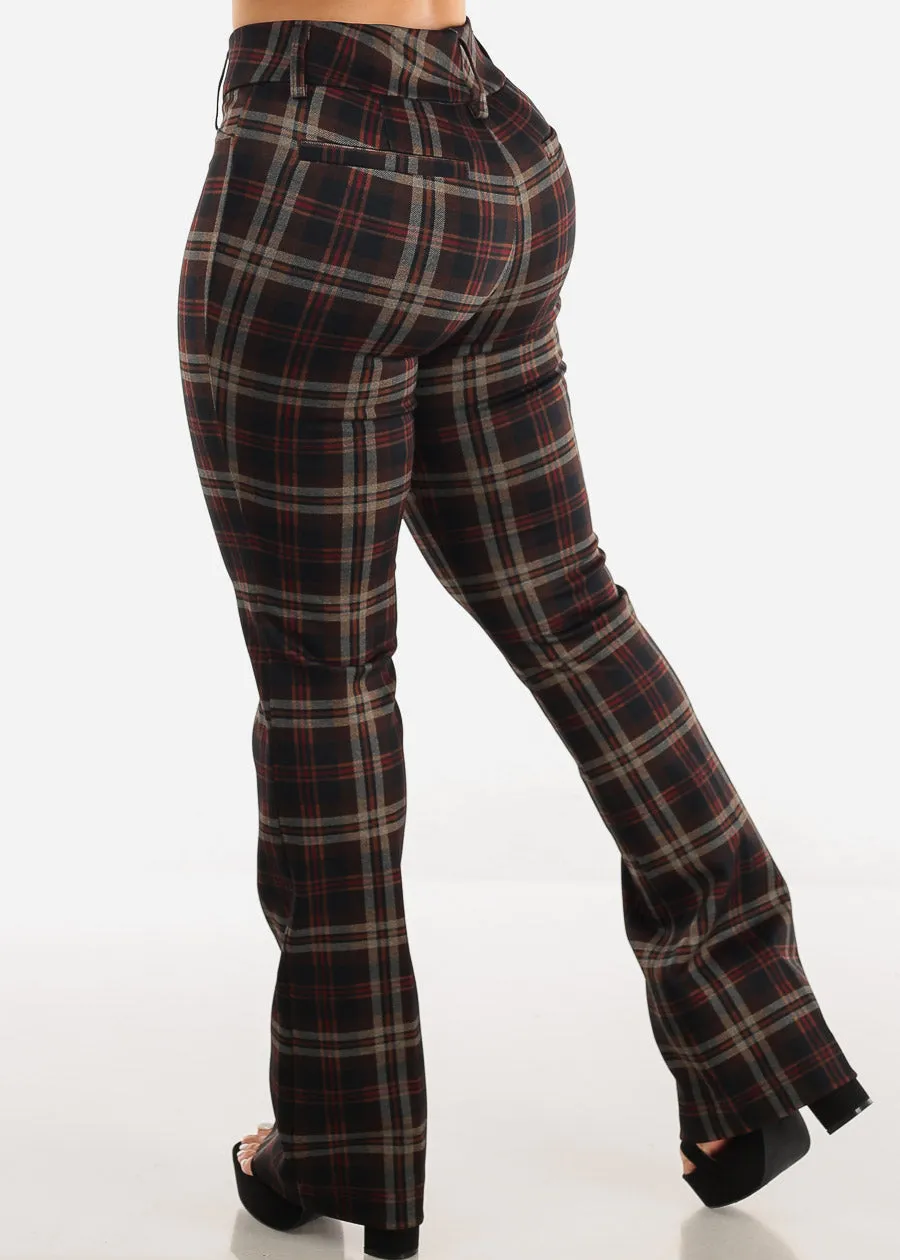 High Waist Plaid Bootcut Stretch Dress Pants Brown sold by Moda product image thumbnail 4