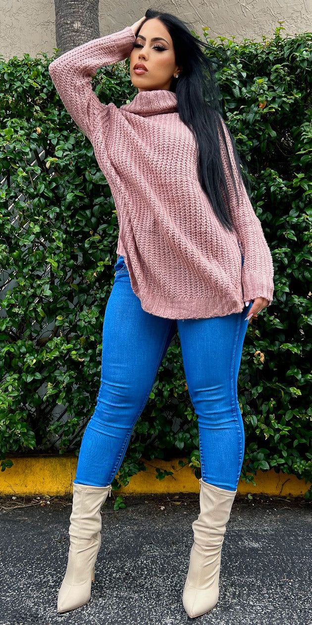 Blue Push up Skinnies Mauve Sweater Combo sold by Moda