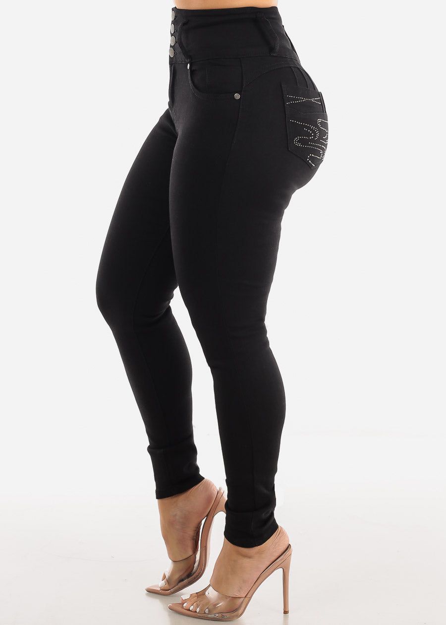 Ultra High Waisted Black Butt Lifting Skinny Jeans sold by Moda product image thumbnail 4