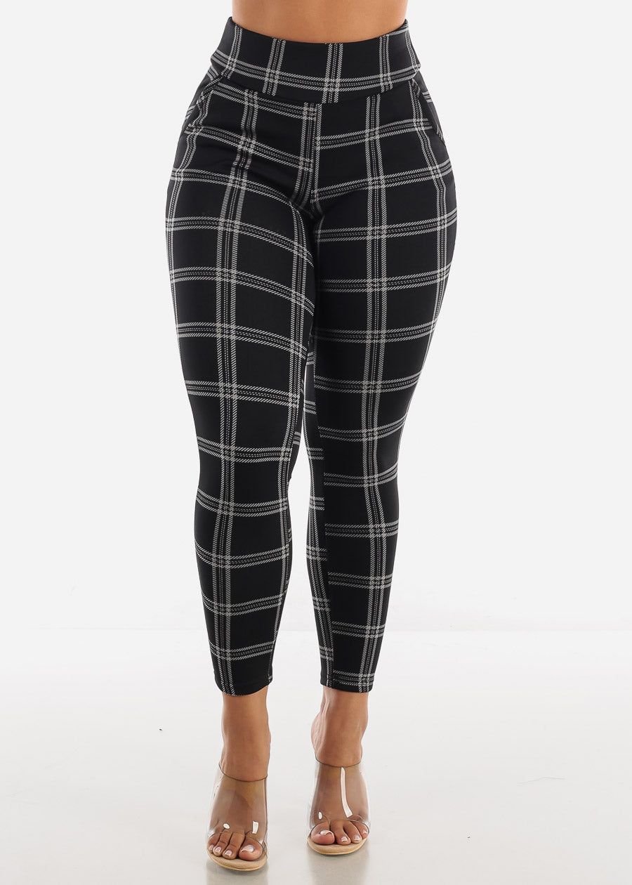 Black Butt Lifting Plaid Skinny Pants sold by Moda product image thumbnail 3