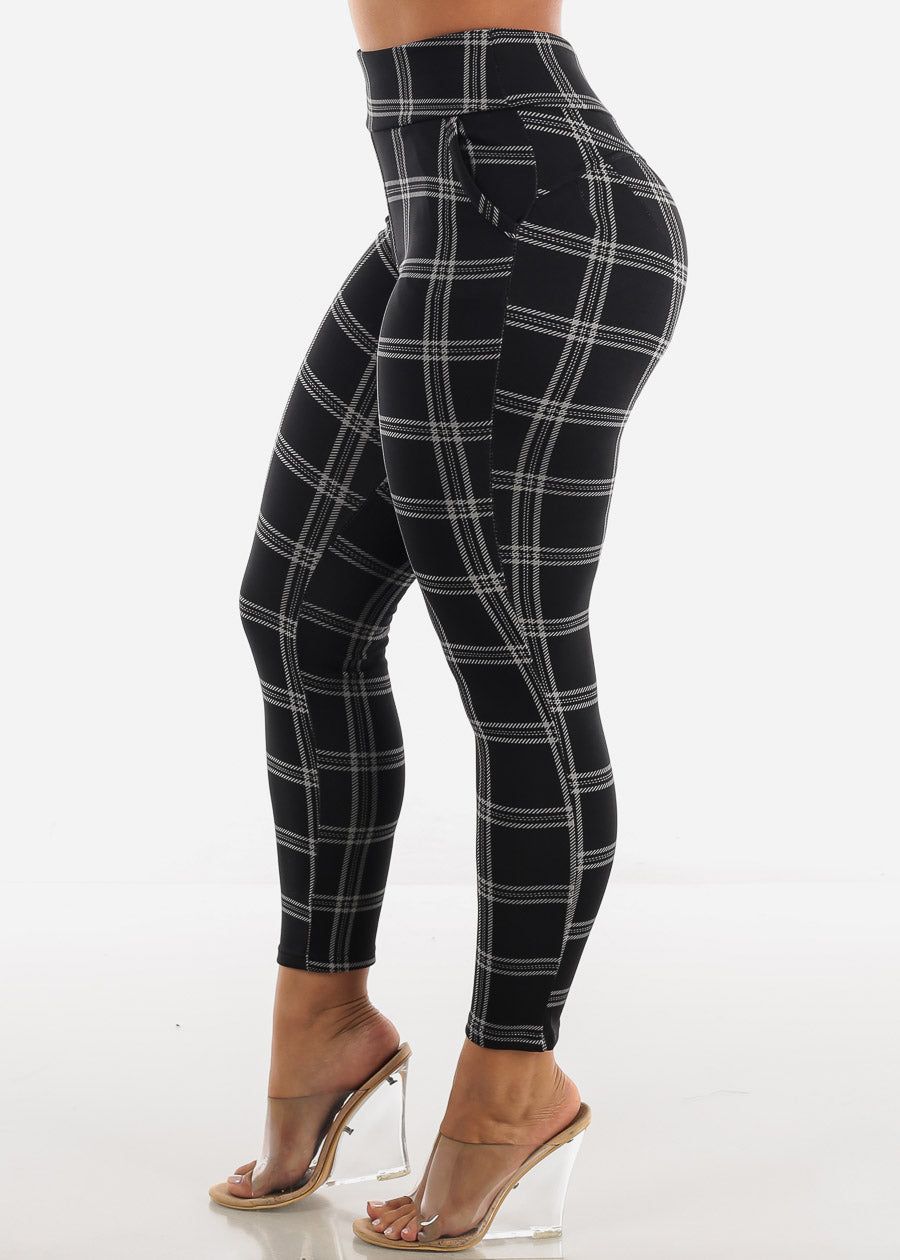 Black Butt Lifting Plaid Skinny Pants sold by Moda product image thumbnail 4