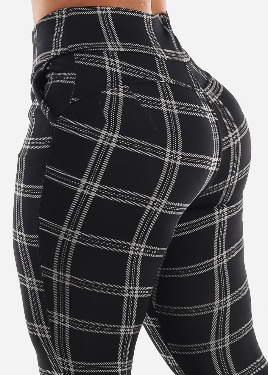 Black Butt Lifting Plaid Skinny Pants sold by Moda