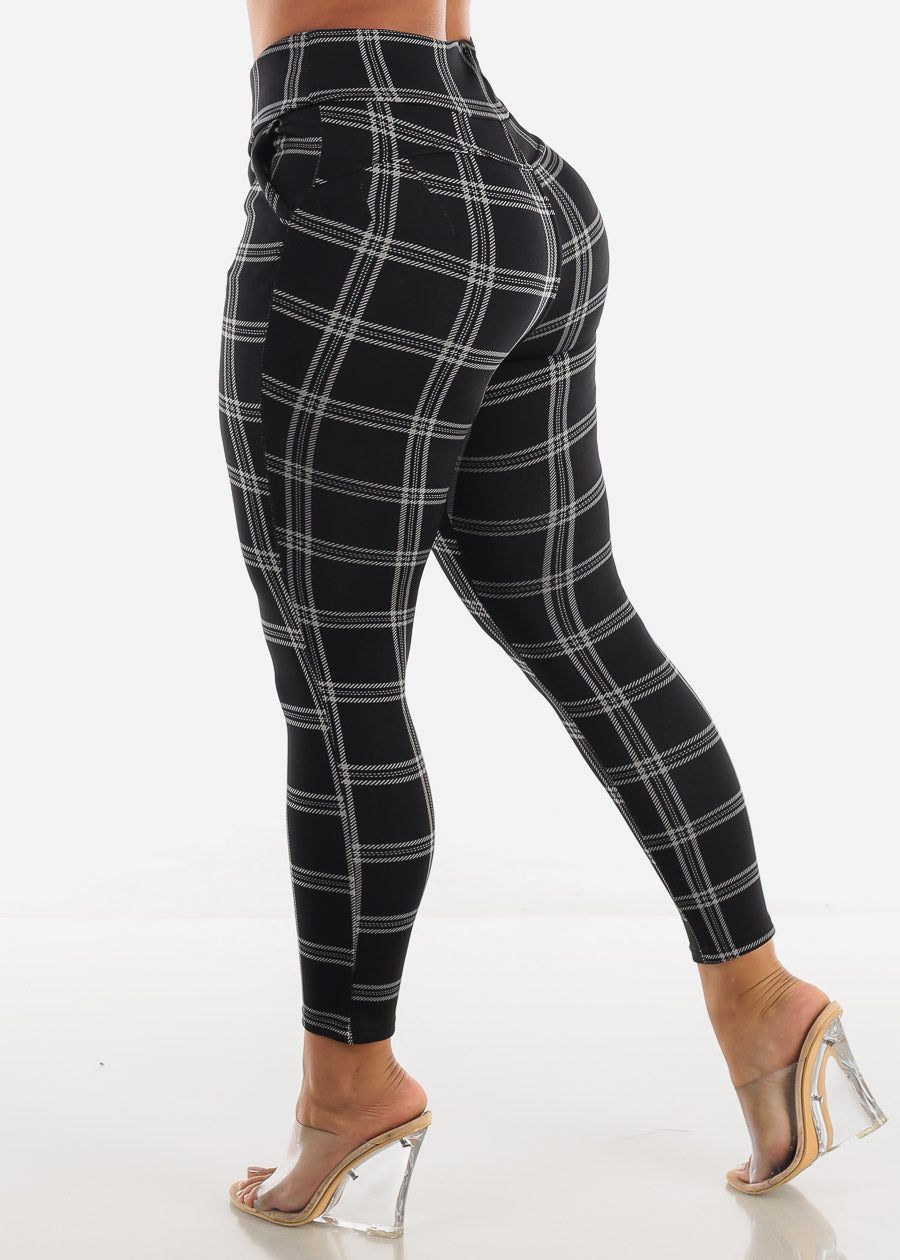 Black Butt Lifting Plaid Skinny Pants sold by Moda product image thumbnail 5
