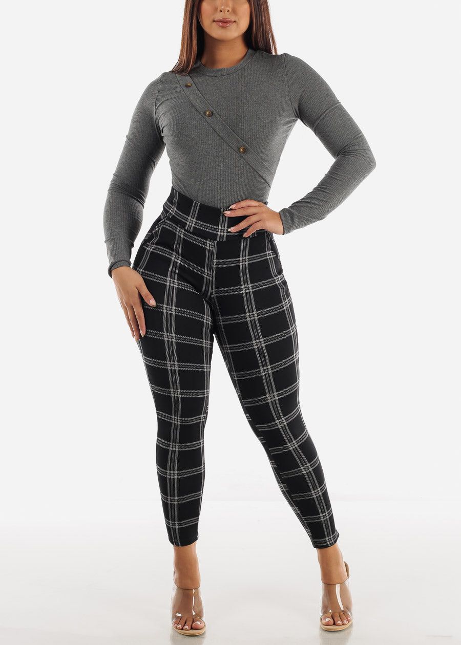 Black Butt Lifting Plaid Skinny Pants sold by Moda product image thumbnail 2