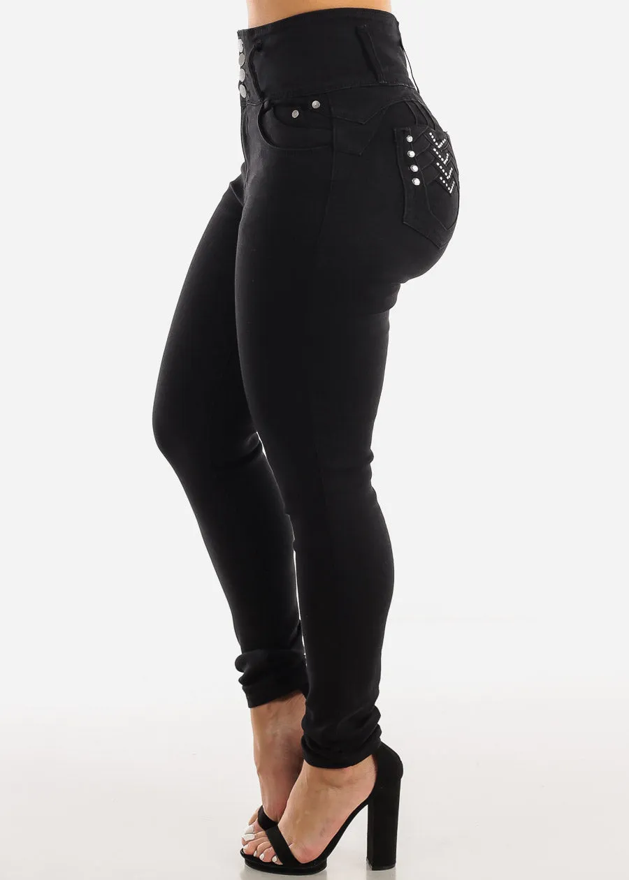 Ultra High Waisted Black Butt Lifting Ripped Skinny Jeans sold by Moda product image thumbnail 4